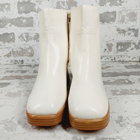 New BP Keyla Platform White Faux Leather Chunky Bootie C363 - Picture 3 of 13